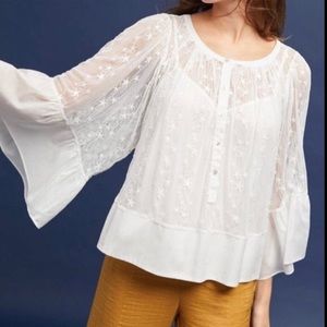 Anthropologie Akemi + Kin White Star Blouse